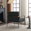 Leisure Lounge Chair Arm Chair With Metal Frame, Upholstered Side Chair Comfy Sitting Chair For Living Room, Black Chenille Black Chenille