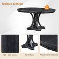 Retro 5 Piece Dining Set Extendable Round Table And 4 Chairs For Kitchen Dining Room Black Oak Black Mdf