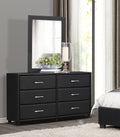 Contemporary Design Black Dresser 1Pc 6X Drawers Faux Leather Upholstery Plywood Engineered Wood Black Bedroom Contemporary,Modern Wood