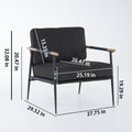 Leisure Lounge Chair Arm Chair With Metal Frame, Upholstered Side Chair Comfy Sitting Chair For Living Room, Black Chenille Black Chenille