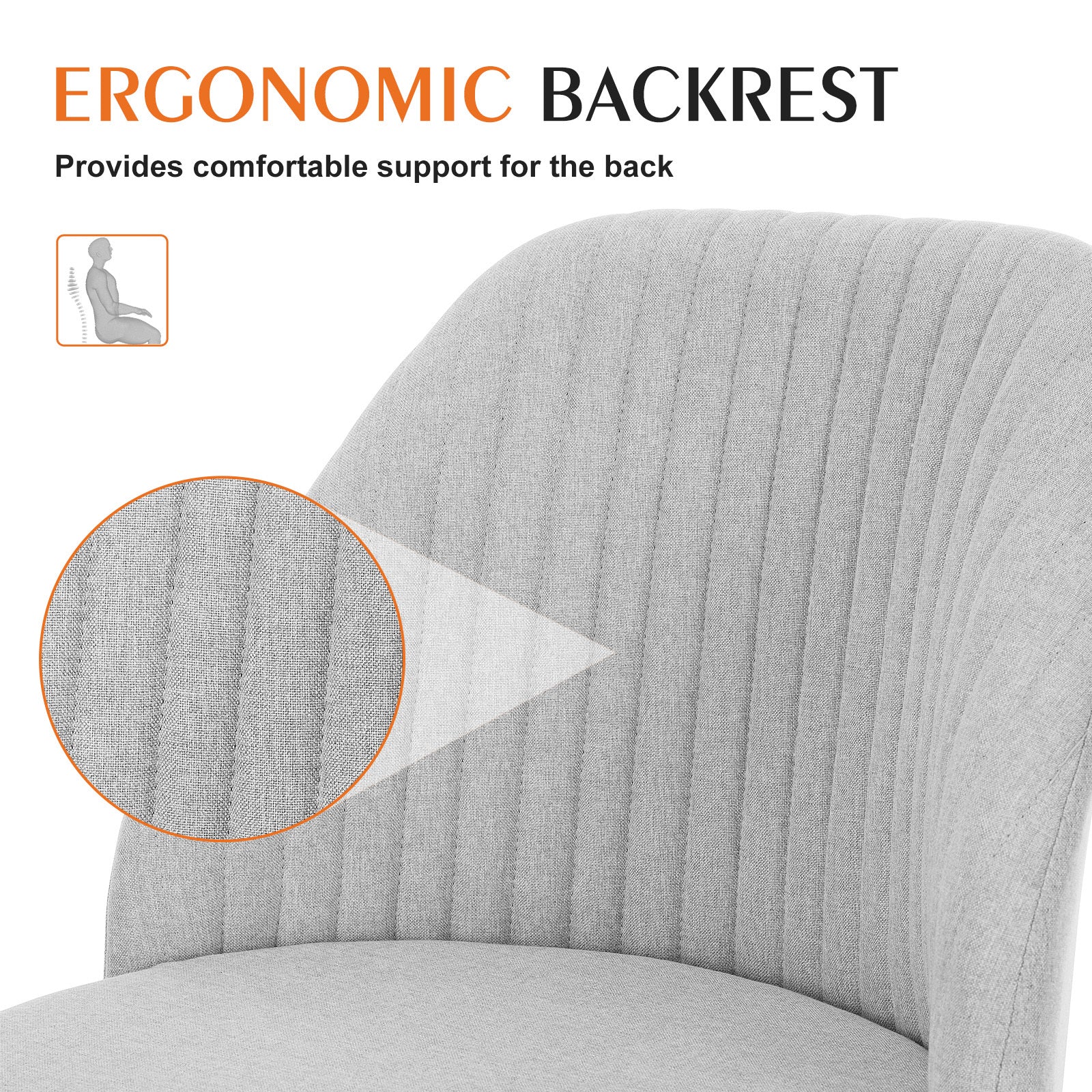 Sweetcrispy Armless Home Office Desk Chair With Wheels Adjustable Swivel Task Computer Vanity Chair For Small Spaces Gray Fabric