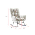 Off White Teddy Fabric Rocking Chair White Metal