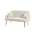 Cream White Teddy Fabric 2 Seater Sofa Cream White Engineered Wood