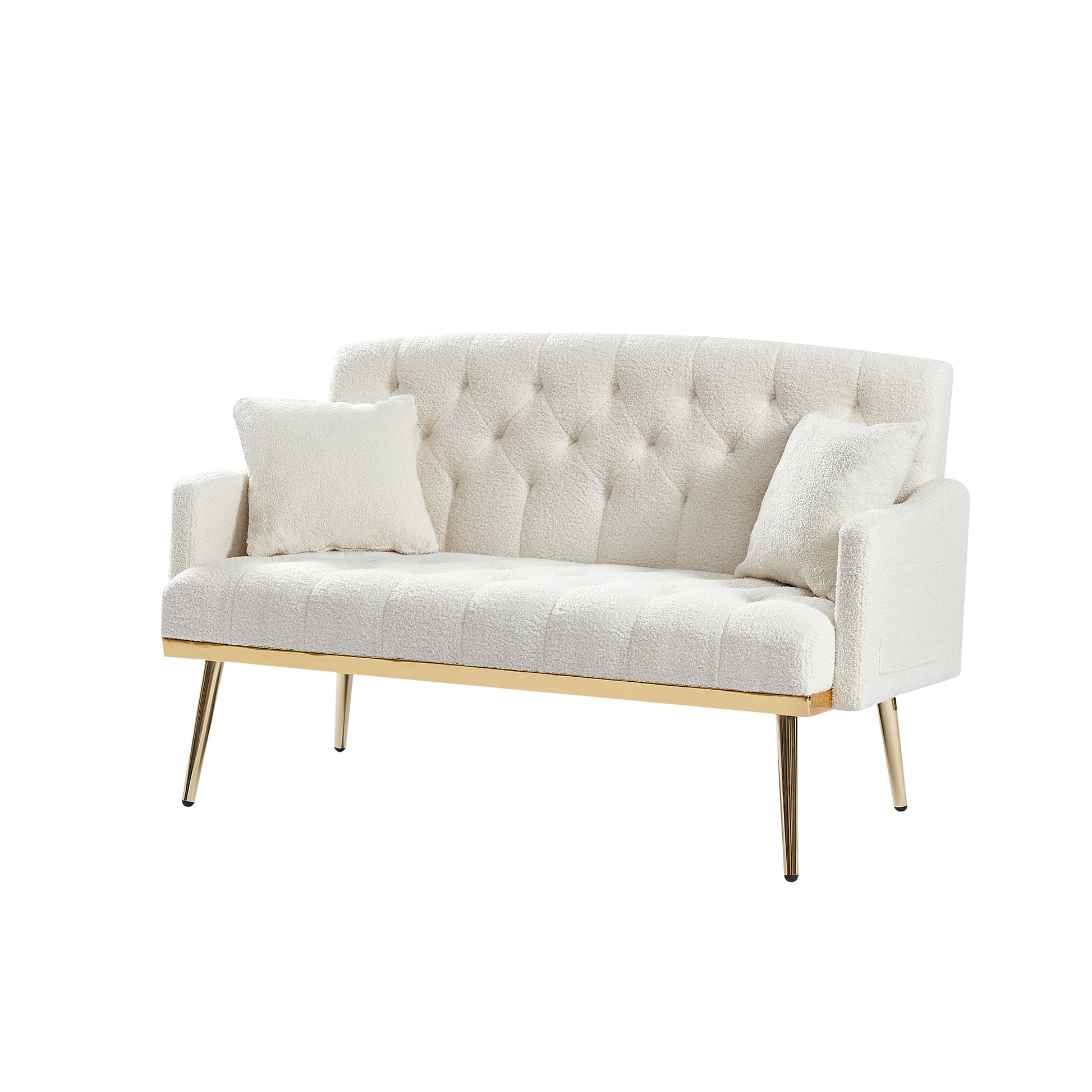 Cream White Teddy Fabric 2 Seater Sofa Cream White Engineered Wood