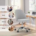 Sweetcrispy Armless Home Office Desk Chair With Wheels Adjustable Swivel Task Computer Vanity Chair For Small Spaces Gray Fabric