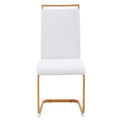 Modern Pu Leather High Back Cushioned Side Chair With Wooden C Tube Chrome Metal Legs, Suitable For Dining, Kitchen, Dressing Table, Terrace, Guest Office Chairs Set Of 4 White Pu 1162 White Foam Pu