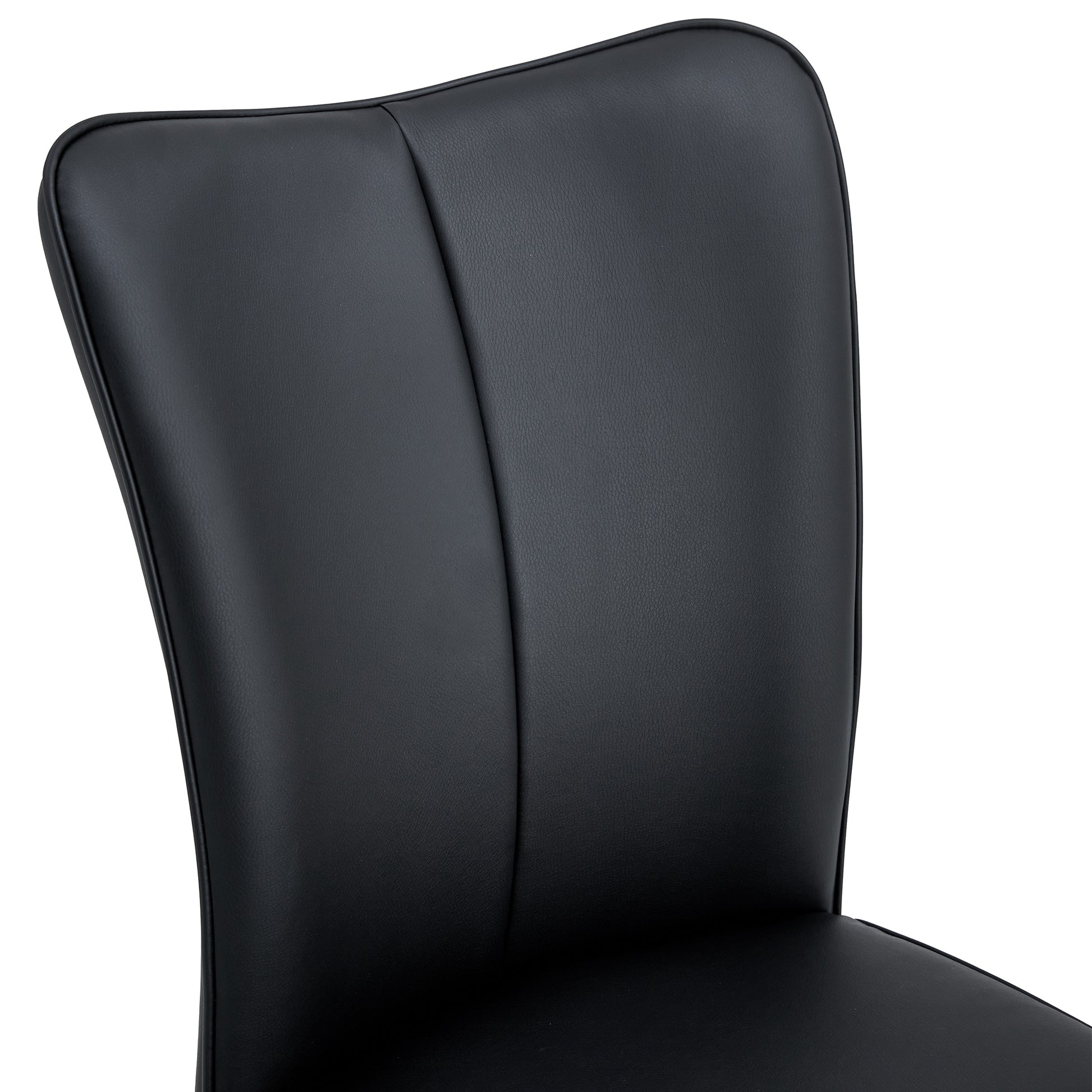 Modern Minimalist Dining Chairs, Black Pu Leather Curved Backrest And Seat Cushions, Black Metal Chair Legs, Suitable For Restaurants, Bedrooms, And Living Rooms. A Set Of 2 Chairs. 008 Black Pu