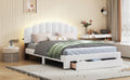 Teddy Fleece Queen Size Upholstered Platform Bed With Drawer, White White Fleece