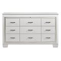 White Finish Dresser Bold Design 9 Drawers Glamorous Faux Alligator Textured Fronts Wooden Bedroom Furniture White Bedroom Contemporary,Glam,Modern Wood