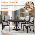 Retro 5 Piece Dining Set Extendable Round Table And 4 Chairs For Kitchen Dining Room Black Oak Black Mdf