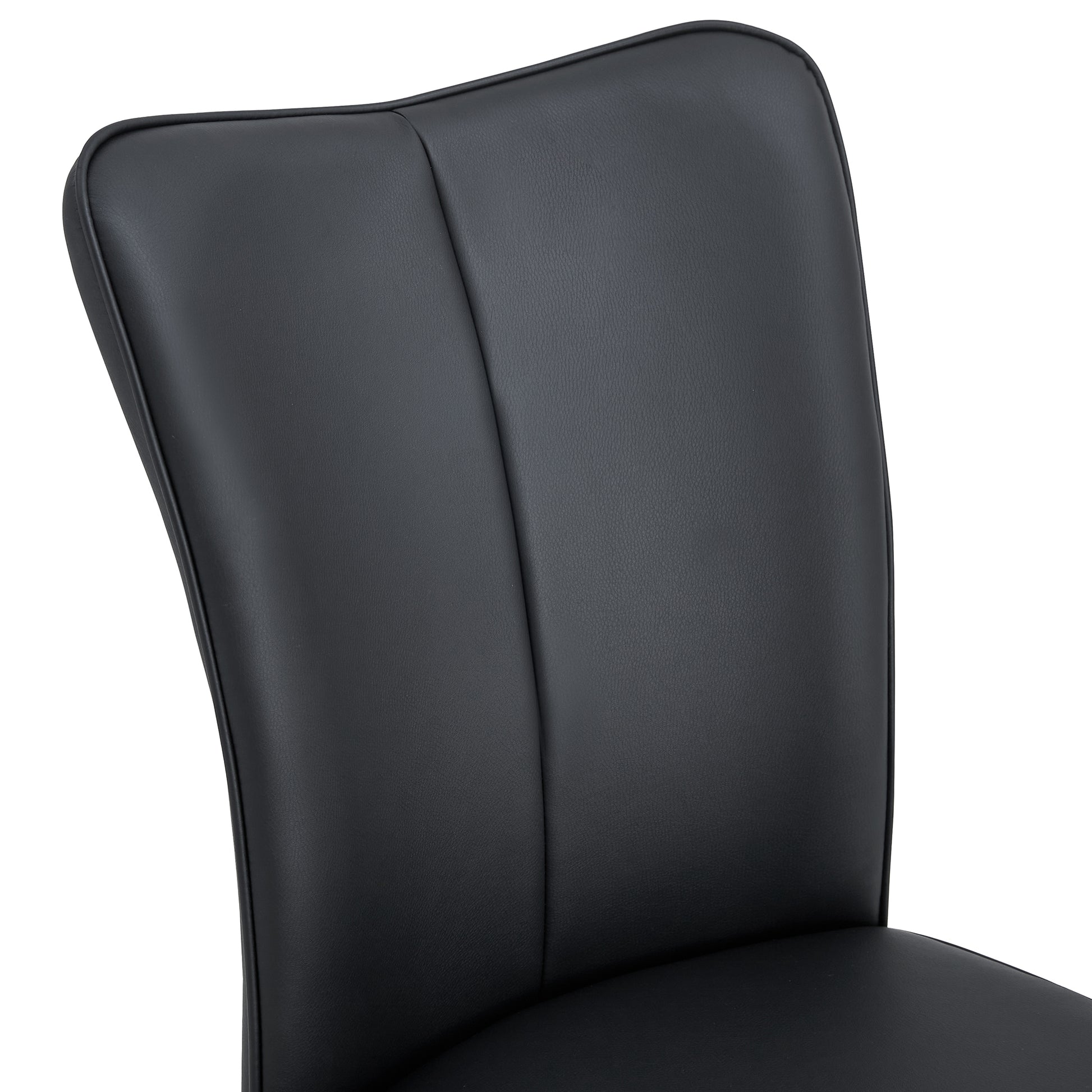 Modern Minimalist Dining Chairs, Black Pu Leather Curved Backrest And Seat Cushions, Electroplated Metal Chair Legs, Suitable For Restaurants, Bedrooms, And Living Rooms. A Set Of 4 Chairs.008 Black Pu