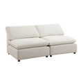 Modern Modular Sectional Sofa Set, Self Customization Design Sofa, White White Linen