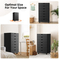 Sweetcrispy 7 Drawer Chest Storage Cabinets With Wheels Dressers Wood Dresser Cabinet Mobile Organizer Drawers For Office Black Wood