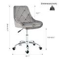 Modern Velvet Fabric With Chrome Legs Living Room Furniture Dining Chair, Soft And Comfortable, Lift Adjustment, Free Movement Convenient, Space Saving. Set Of 1 Grey Foam Metal