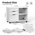Sweetcrispy Filing Cabinet, 4 Drawer File Cabinet For Home Office, Mobile Lateral Filing Cabinet, Printer Stand With Open Storage Shelves For Kids Room White Wood