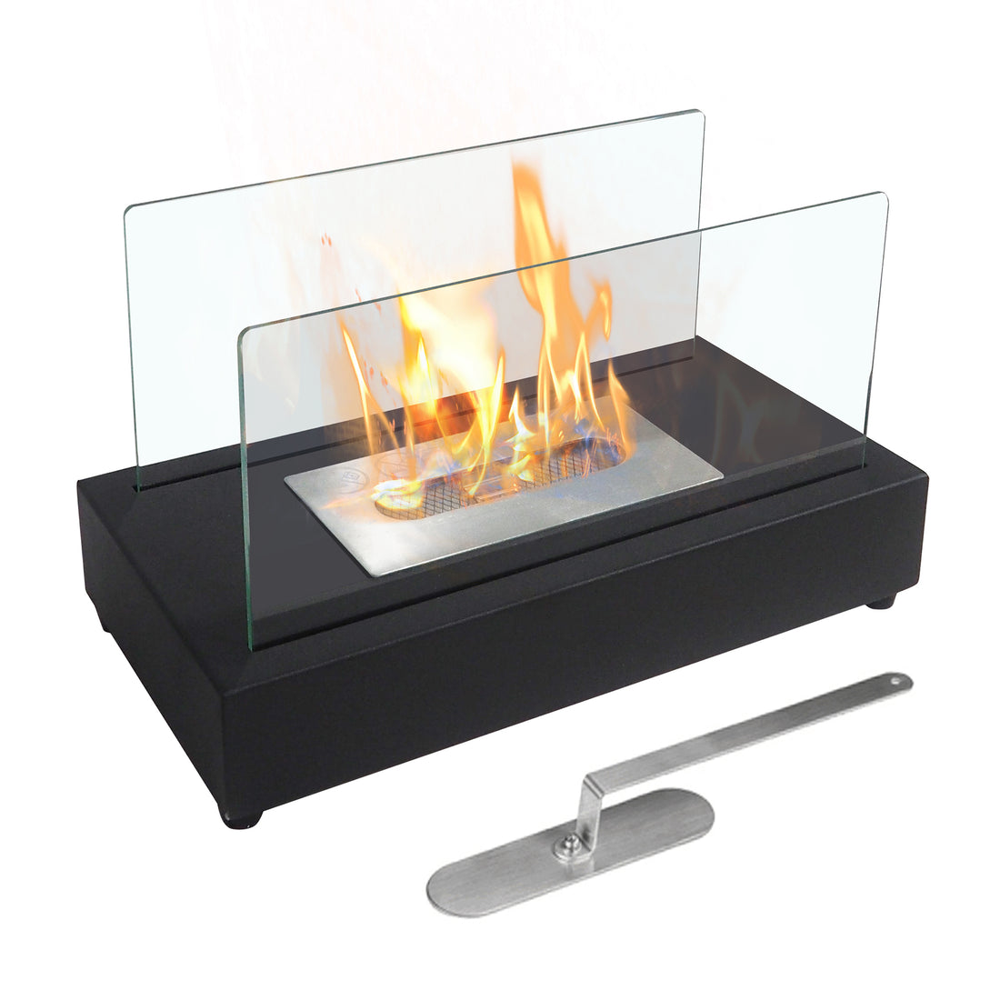 Rectangle Tabletop Bio Ethanol Fireplace Indoor Outdoor,Portable Table Top Fire Pit Fuel Bioethanol Burner Heater Black Black Dining Room Luxury,Modern Steel