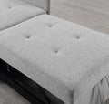4 In 1 Convertible Sofas & Couches, Single Extendable Sofa With 6 Position Adjustable Back, Sofa Bed With 2 Pillows, Light Gray Light Gray Linen Armless Wood Fabric 1 Seat