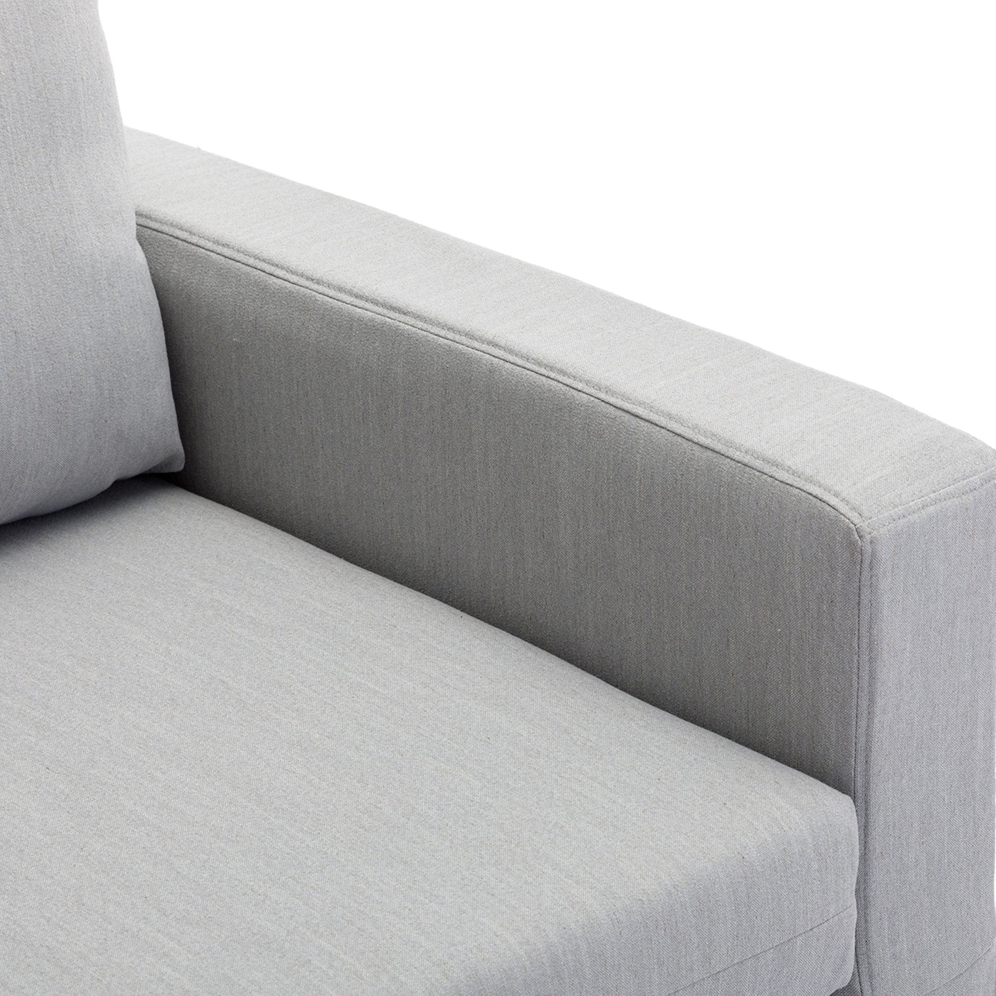 Single Seat Module Sofa Sectional Couch With 1 Ottoman,Cushion Covers Removable And Washable,Light Grey Light Grey Wood Primary Living Space Soft Modern Rubberwood Foam Linen 1 Seat