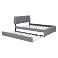 Teddy Fleece Queen Size Upholstered Platform Bed With Trundle, Gray Gray Fleece