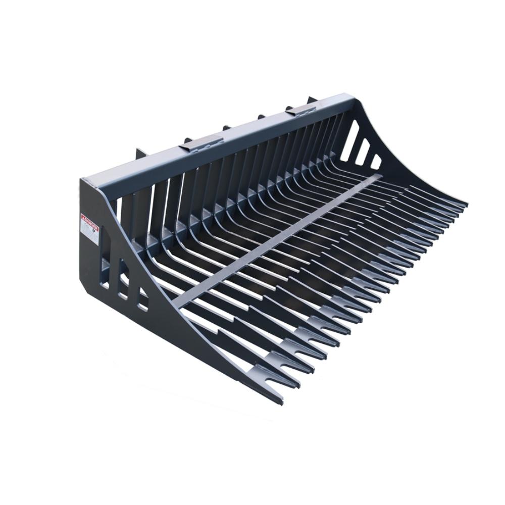 Skid Steer Attachments Skeleton Rock Bucket With Reinforced Front Cutting Edge And High Grade Flat Bar Black Steel