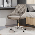 Modern Velvet Fabric With Chrome Legs Living Room Furniture Dining Chair, Soft And Comfortable, Lift Adjustment, Free Movement Convenient, Space Saving. Set Of 1 Grey Foam Metal