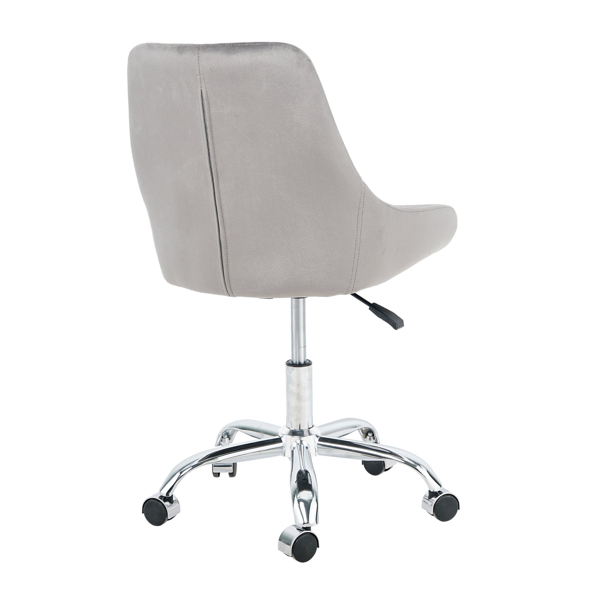 Modern Velvet Fabric With Chrome Legs Living Room Furniture Dining Chair, Soft And Comfortable, Lift Adjustment, Free Movement Convenient, Space Saving. Set Of 1 Grey Foam Metal