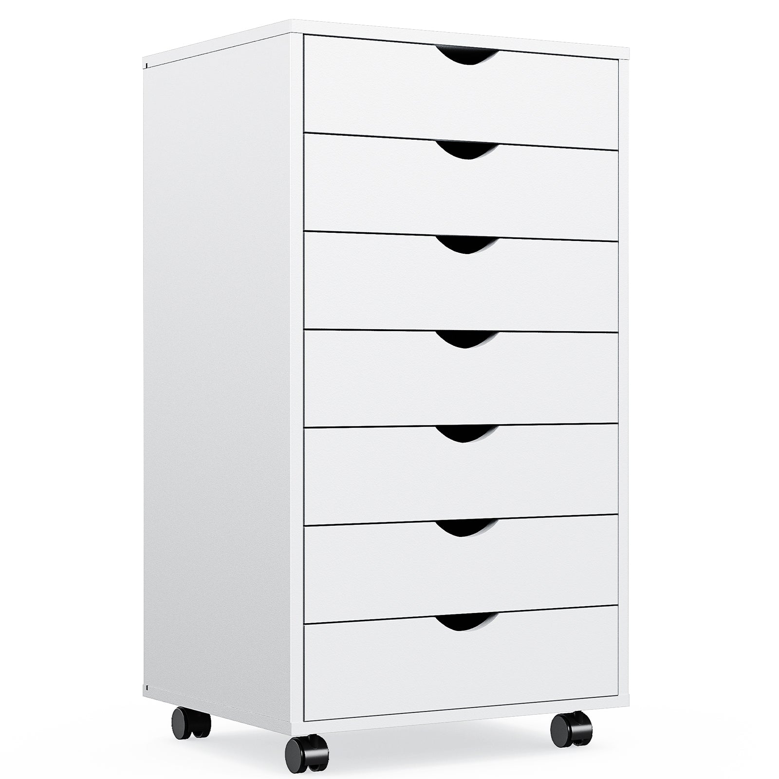 Sweetcrispy 7 Drawer Chest Storage Cabinets With Wheels Dressers Wood Dresser Cabinet Mobile Organizer Drawers For Office White Wood