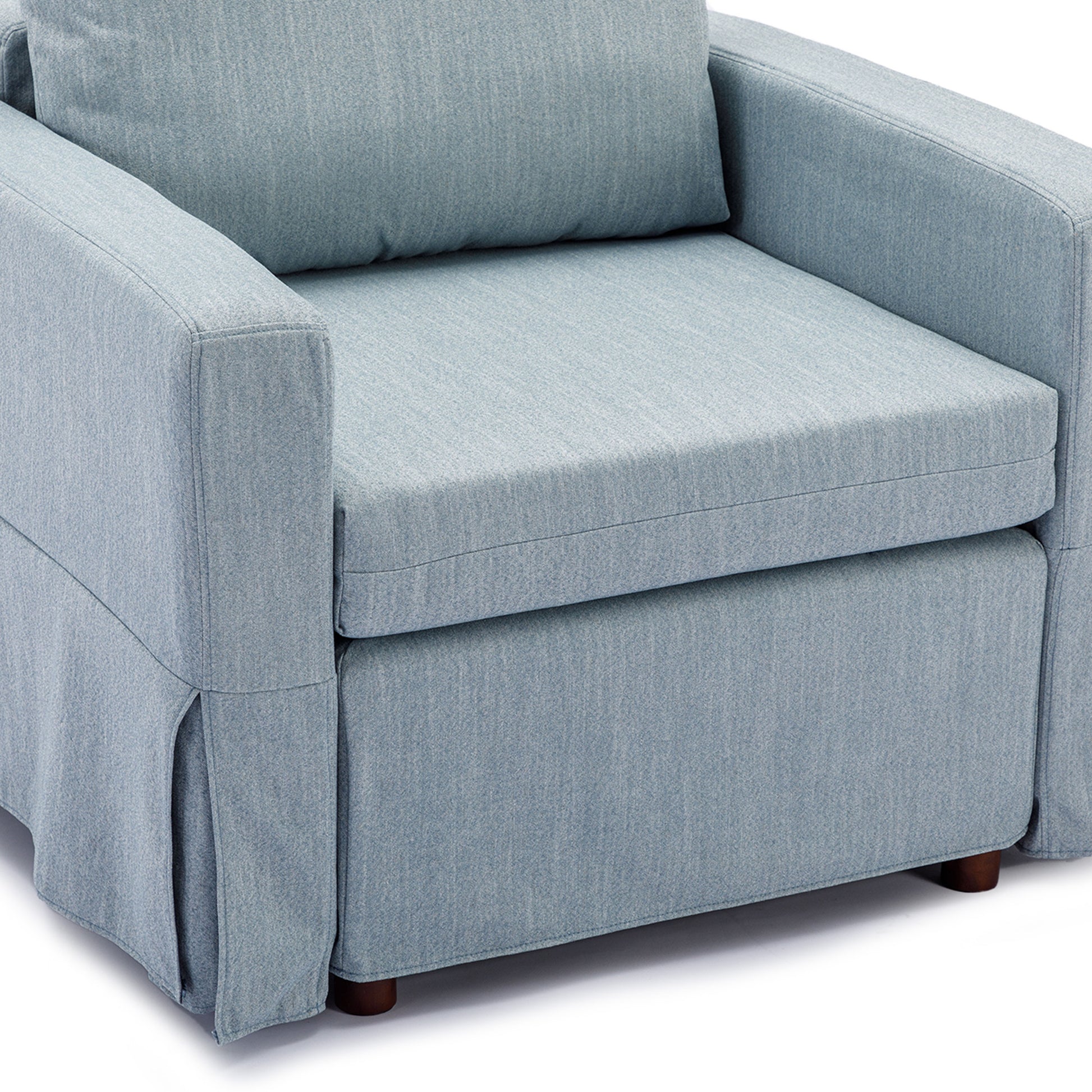 Single Seat Module Sofa Sectional Couch Seat Cushion And Back Cushion Removable And Washable,Light Blue Light Blue Linen Wood Medium Soft Cushion Back Modern Rubberwood Square Arms Foam Linen 1 Seat