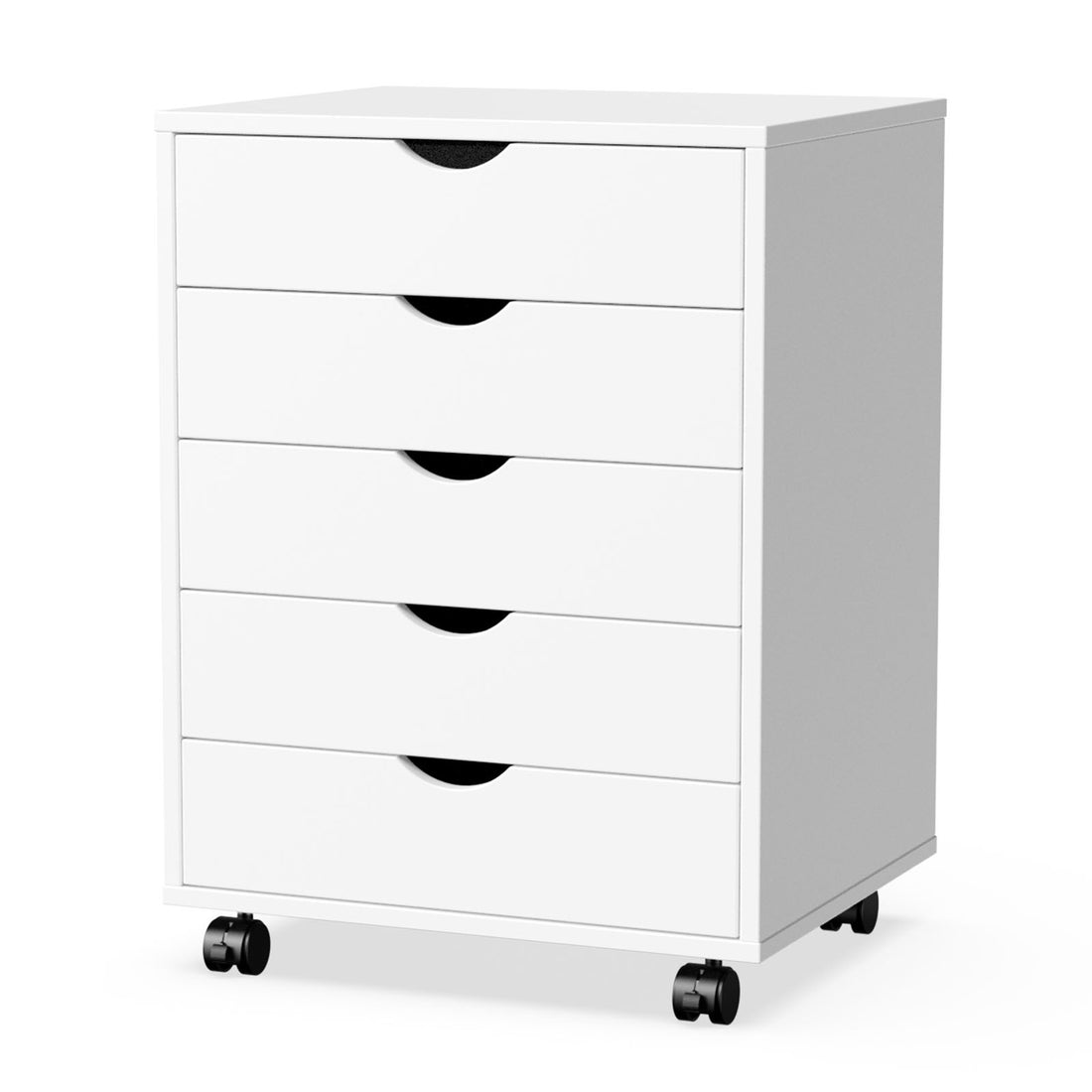 Sweetcrispy 5 Drawer Chest Storage Cabinets Dressers Wood Dresser Cabinet With Wheels Mobile Organizer Drawers For Office White Wood