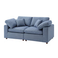 Modern Modular Sectional Sofa Set, Self Customization Design Sofa, Blue Blue Linen