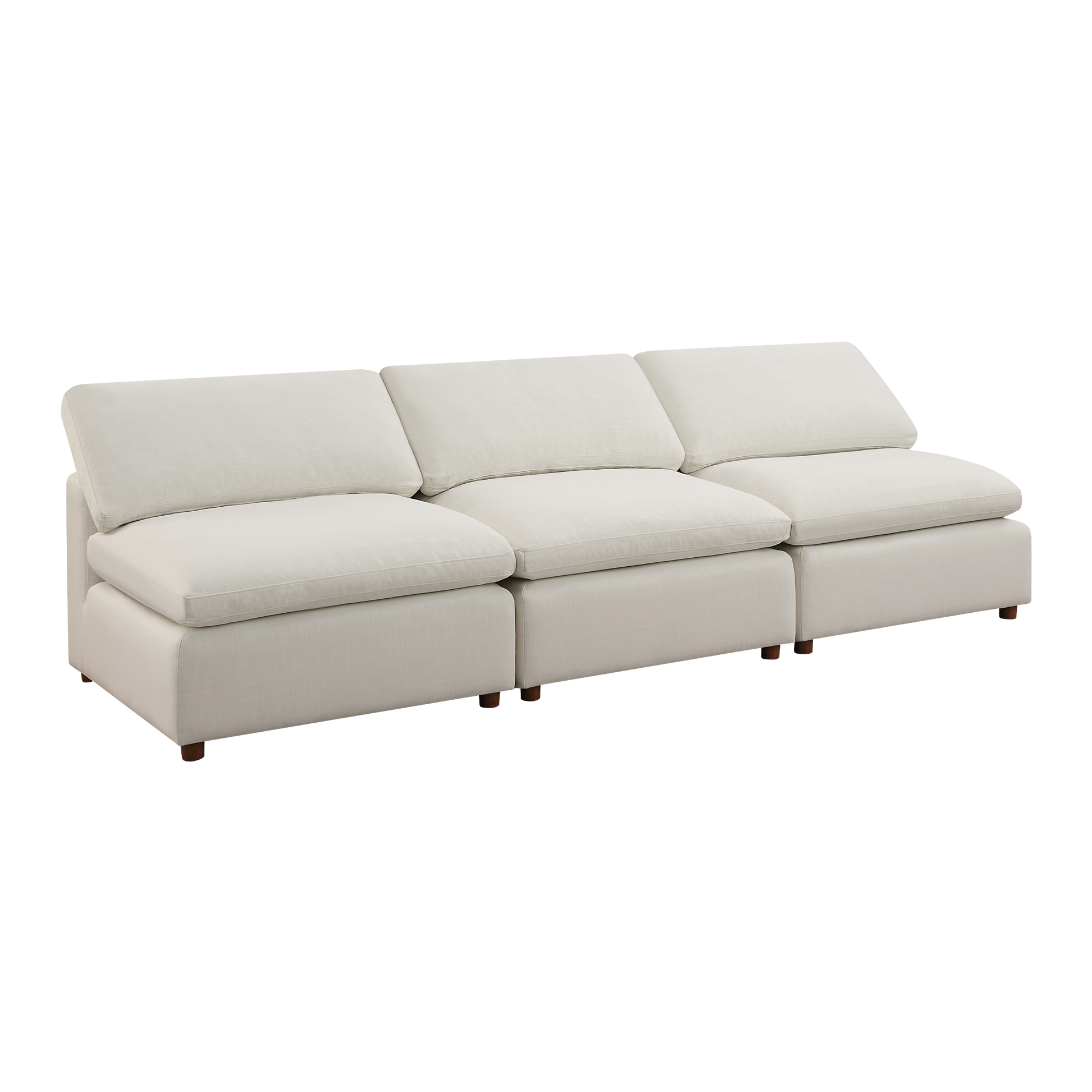 Modern Modular Sectional Sofa Set, Self Customization Design Sofa, White White Linen