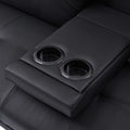 Black Foldable Sofa Bed With Cup Holder Black Faux Leather Wood Primary Living Space Medium Firm Heavy Duty Foam Faux Leather 3 Seat