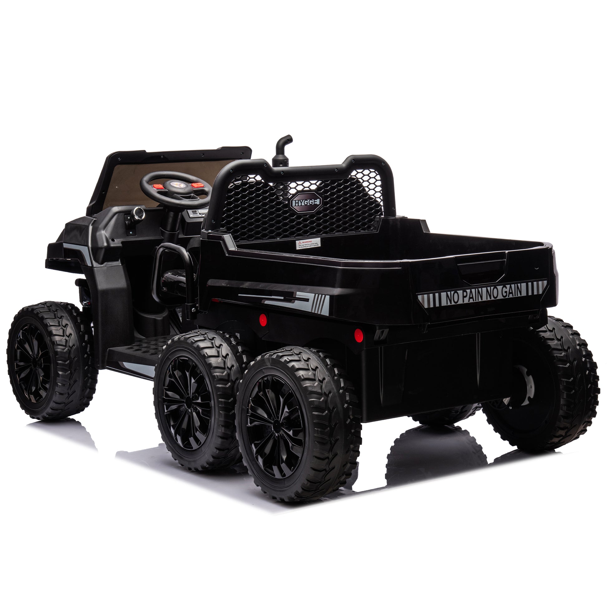 24V 2 Seater Utv Xxl Ride On Truck With Dump Bed For Kid,Ride On 4Wd Utv With 6 Wheels,Foam Tires, Suitable For Off Roading,Remote Control,Three Point Safety Harness Black Polypropylene