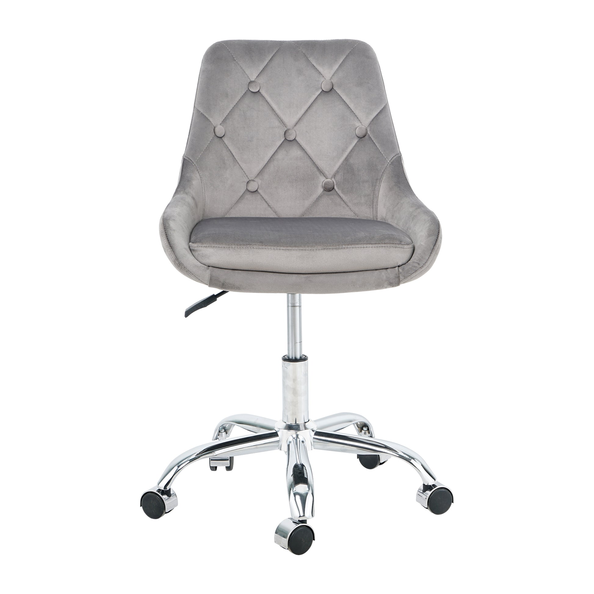 Modern Velvet Fabric With Chrome Legs Living Room Furniture Dining Chair, Soft And Comfortable, Lift Adjustment, Free Movement Convenient, Space Saving. Set Of 1 Grey Foam Metal
