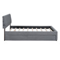 Teddy Fleece Queen Size Upholstered Platform Bed With Trundle, Gray Gray Fleece