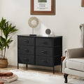 Sweetcrispy Dresser For Bedroom 6 Drawers Wide Fabric Storage Units Chest Of Drawers For Bedroom With Metal Frame And Wooden Top For Tv Black Metal