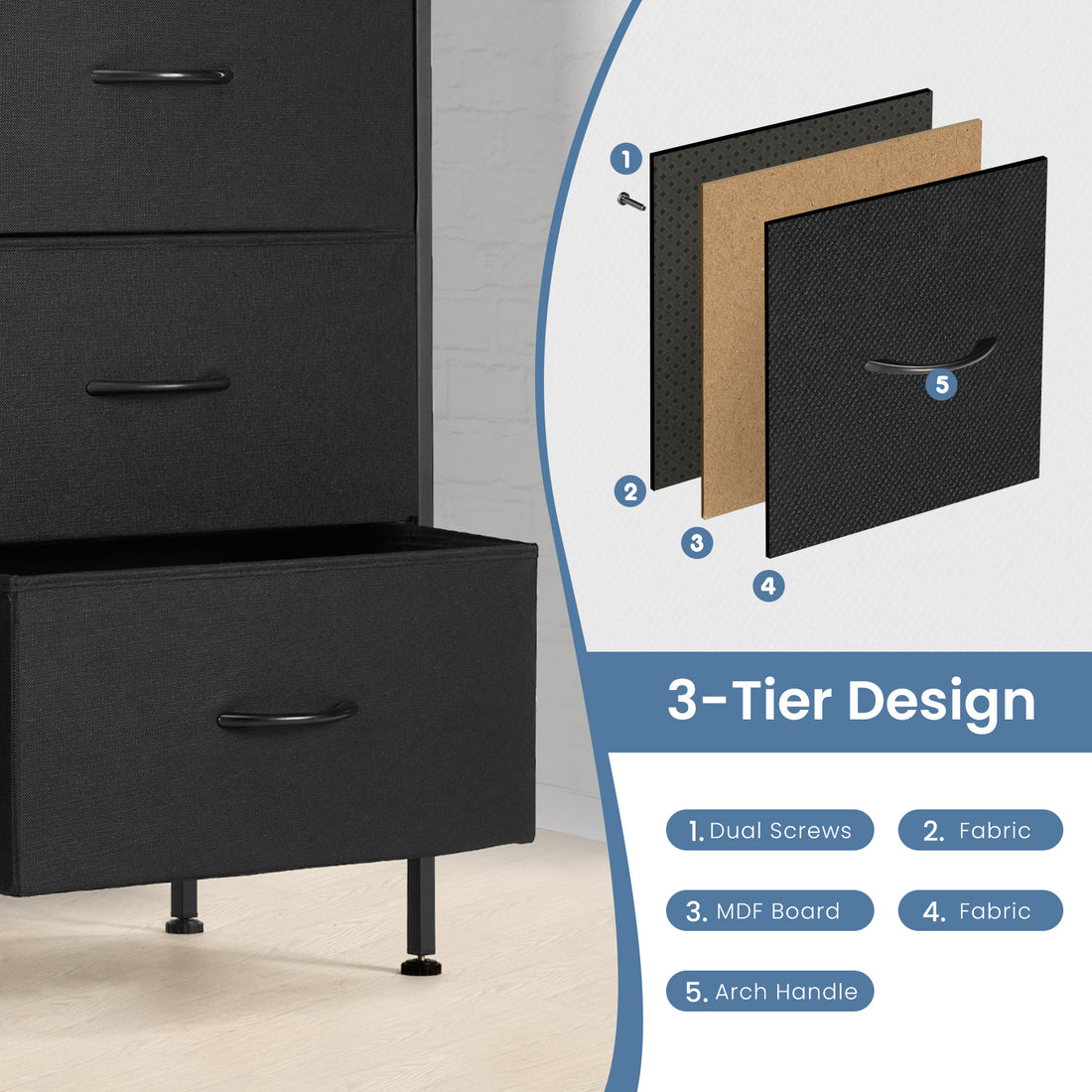 Sweetcrispy Dresser For Bedroom 6 Drawers Wide Fabric Storage Units Chest Of Drawers For Bedroom With Metal Frame And Wooden Top For Tv Black Metal