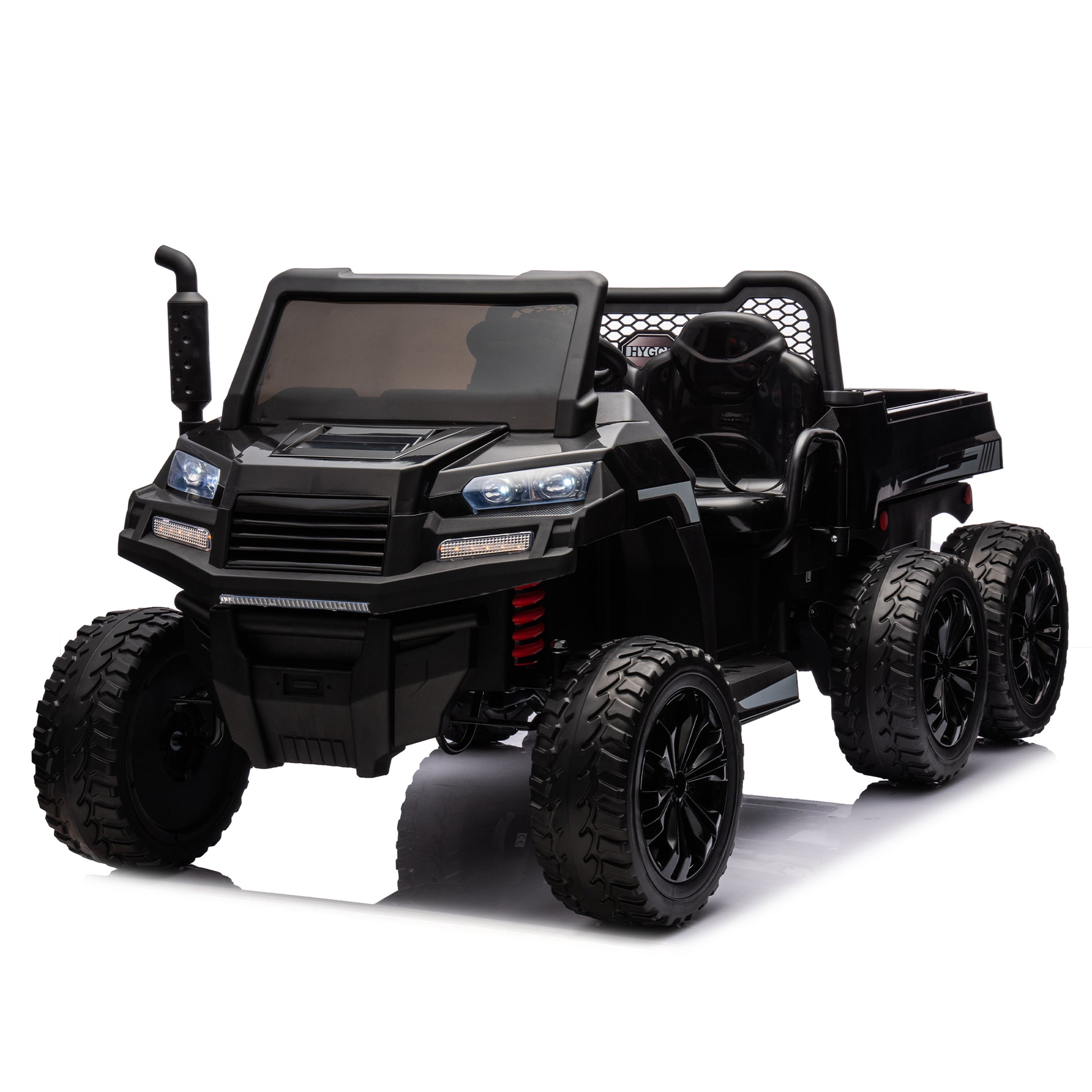 24V 2 Seater Utv Xxl Ride On Truck With Dump Bed For Kid,Ride On 4Wd Utv With 6 Wheels,Foam Tires, Suitable For Off Roading,Remote Control,Three Point Safety Harness Black Polypropylene