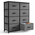 Sweetcrispy Dresser For Bedroom With 8 Drawers Tall Dresser & Chest Of Drawers Fabric Dresser With Wood Top And Sturdy Steel Frame Gray Metal