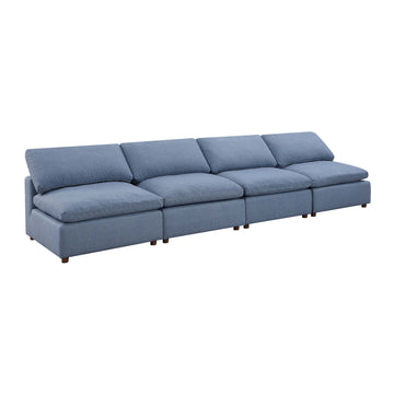 Modern Modular Sectional Sofa Set, Self Customization Design Sofa, Blue Blue Linen