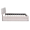 Teddy Fleece Queen Size Upholstered Platform Bed With Trundle, Beige Beige Fleece