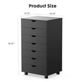 Sweetcrispy 7 Drawer Chest Storage Cabinets With Wheels Dressers Wood Dresser Cabinet Mobile Organizer Drawers For Office Black Wood