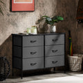 Sweetcrispy Dresser For Bedroom 6 Drawers Wide Fabric Storage Units Chest Of Drawers For Bedroom With Metal Frame And Wooden Top For Tv Gray Metal