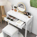 Tempered Glass Marble Texture Dressing Table White Glass