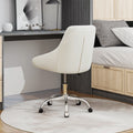 Modern Velvet Fabric With Chrome Legs Living Room Furniture Dining Chair, Soft And Comfortable, Lift Adjustment, Free Movement Convenient, Space Saving. Set Of 1 Beige Foam Metal