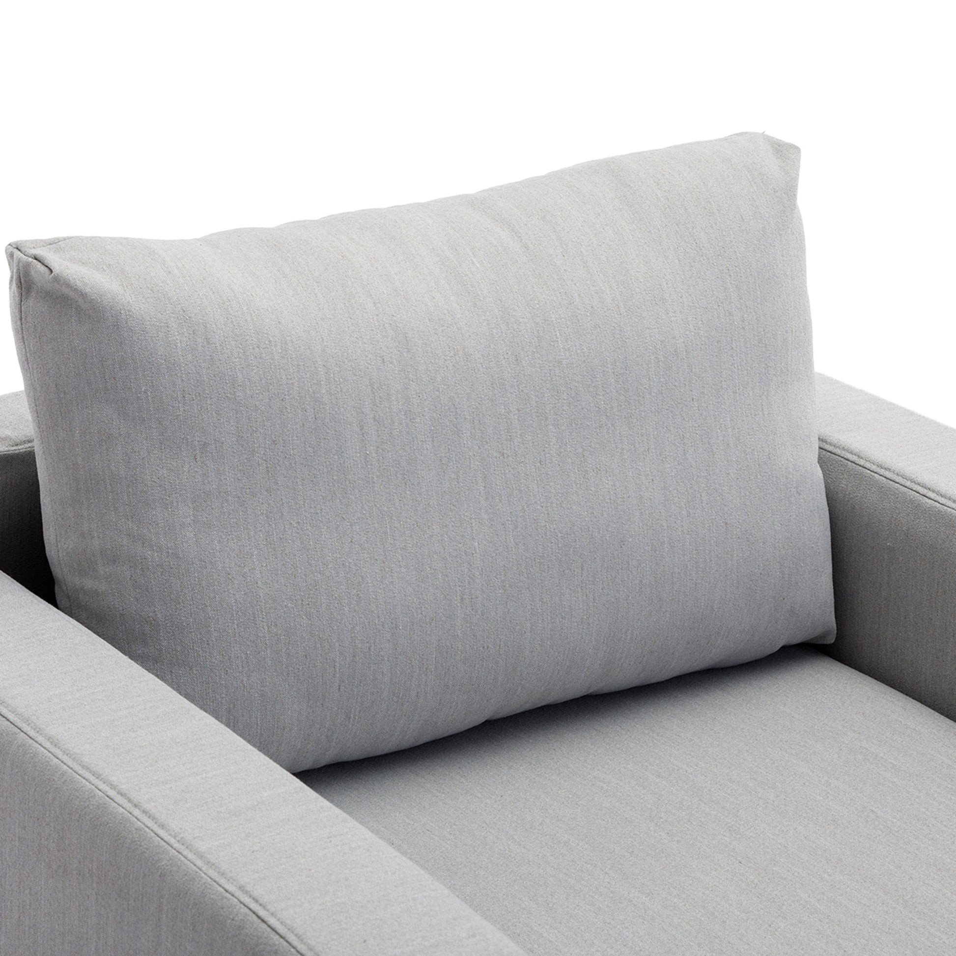 Single Seat Module Sofa Sectional Couch With 1 Ottoman,Cushion Covers Removable And Washable,Light Grey Light Grey Wood Primary Living Space Soft Modern Rubberwood Foam Linen 1 Seat