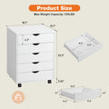 Sweetcrispy 5 Drawer Chest Storage Cabinets Dressers Wood Dresser Cabinet With Wheels Mobile Organizer Drawers For Office White Wood