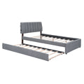 Teddy Fleece Full Size Upholstered Platform Bed With Trundle, Gray Gray Fleece