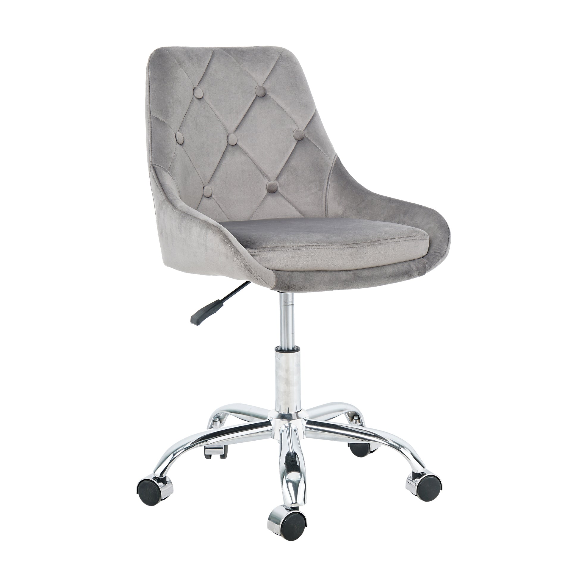 Modern Velvet Fabric With Chrome Legs Living Room Furniture Dining Chair, Soft And Comfortable, Lift Adjustment, Free Movement Convenient, Space Saving. Set Of 1 Grey Foam Metal