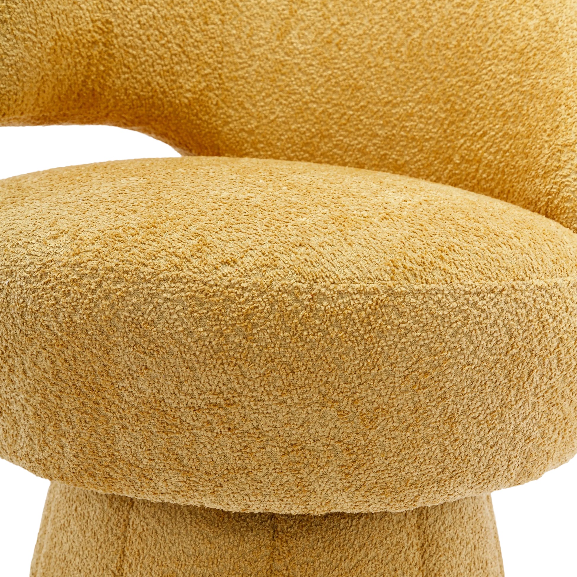 360 Degree Swivel Cuddle Barrel Accent Chairs, Round Armchairs With Wide Upholstered, Fluffy Fabric Chair For Living Room, Bedroom, Office, Waiting Rooms Yellow Foam Boucle